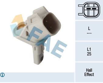 ABS-givare, Sensor, hjulvarvtal, Framaxel, framaxel höger Fae 784 FAE