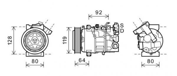 Kompressor, klimatanläggning 12V Diederichs DCK1510 DIEDERICHS