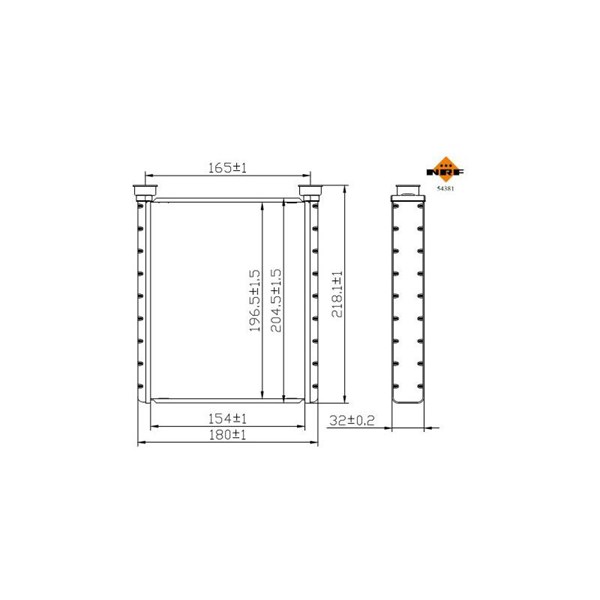 Värmeväxlare, kupévärme Nrf 54381 NRF