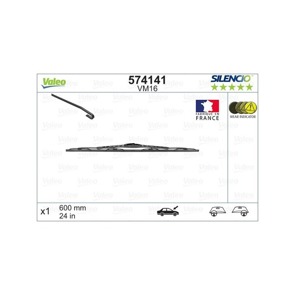 Torkarblad, Förarsida, Mitt, Passagerarsida Valeo 574141 VALEO Torkarblad, Förarsida, Mitt, Passagerarsida Valeo 574141 VALEO