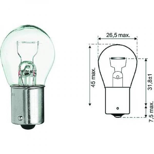 Glödlampa DIEDERICHS  P21W Ba15s, Tvåsidig Diederichs LID10047 DIEDERICHS