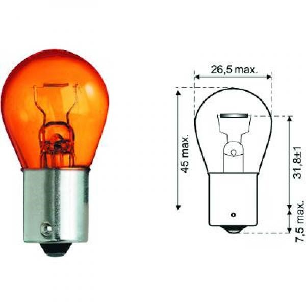 Glödlampa DIEDERICHS Amber P21W Ba15s, Tvåsidig Diederichs LID100 DIEDERICHS