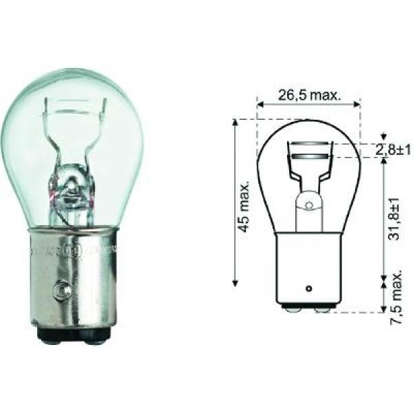 Glödlampa DIEDERICHS  P21/5W Bay15d, Tvåsidig Diederichs LID10050 DIEDERICHS
