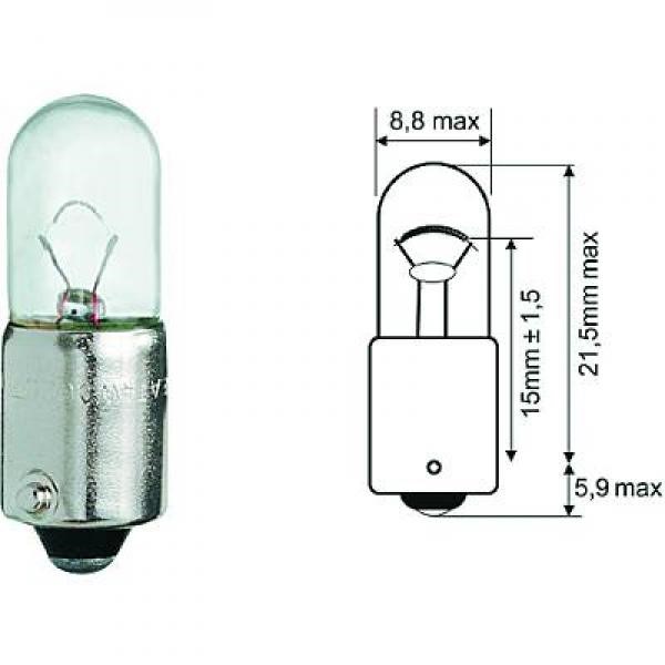 Glödlampa DIEDERICHS  T4W Ba9s 12V, Tvåsidig Diederichs LID10073 DIEDERICHS