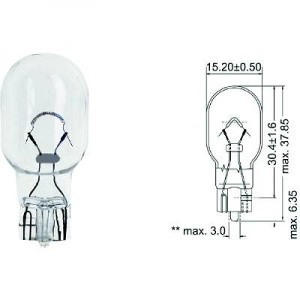 Glödlampa DIEDERICHS  W16W W2,1x9,5d, Tvåsidig Diederichs LID1008 DIEDERICHS