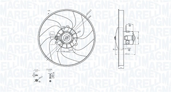 Fläkt, kylare 12V Magneti marelli 069422756010 MAGNETI MARELLI