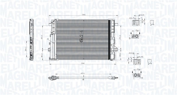 Kondensor, klimatanläggning Magneti marelli 350203758000 MAGNETI MARELLI