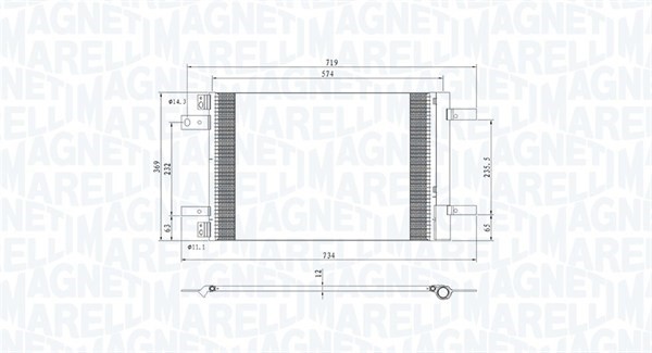 Kondensor, klimatanläggning Magneti marelli 350203766000 MAGNETI MARELLI