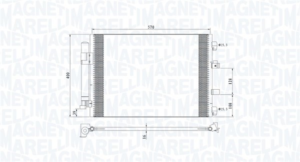 Kondensor, klimatanläggning Magneti marelli 350203773000 MAGNETI MARELLI