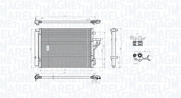 Kondensor, klimatanläggning Magneti marelli 350203778000 MAGNETI MARELLI