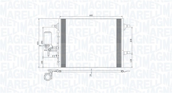 Kondensor, klimatanläggning Magneti marelli 350203789000 MAGNETI MARELLI