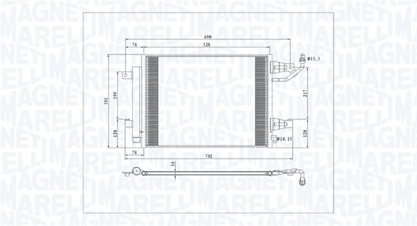 Kondensor, klimatanläggning Magneti marelli 350203792000 MAGNETI MARELLI