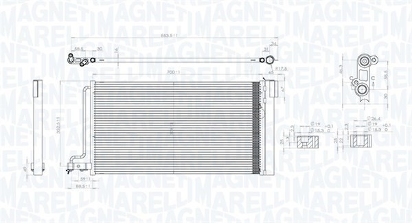 Kondensor, klimatanläggning Magneti marelli 350203796000 MAGNETI MARELLI