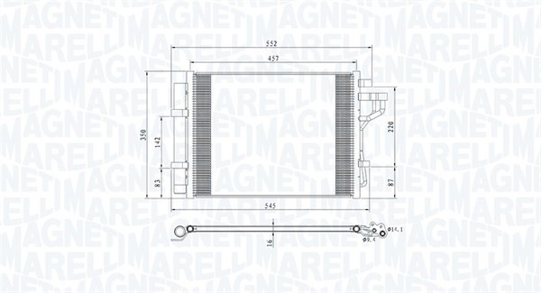 Kondensor, klimatanläggning Magneti marelli 350203802000 MAGNETI MARELLI