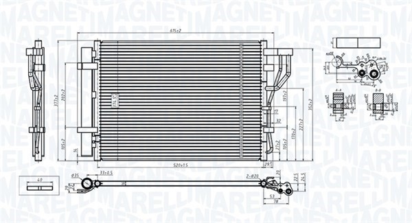 Kondensor, klimatanläggning Magneti marelli 350203805000 MAGNETI MARELLI