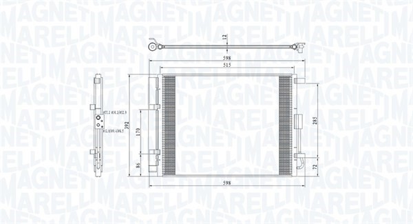 Kondensor, klimatanläggning Magneti marelli 350203809000 MAGNETI MARELLI