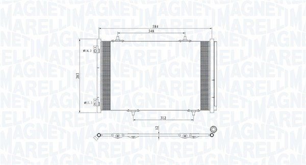 Kondensor, klimatanläggning Magneti marelli 350203812000 MAGNETI MARELLI