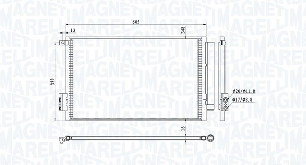 Kondensor, klimatanläggning Magneti marelli 350203814000 MAGNETI MARELLI