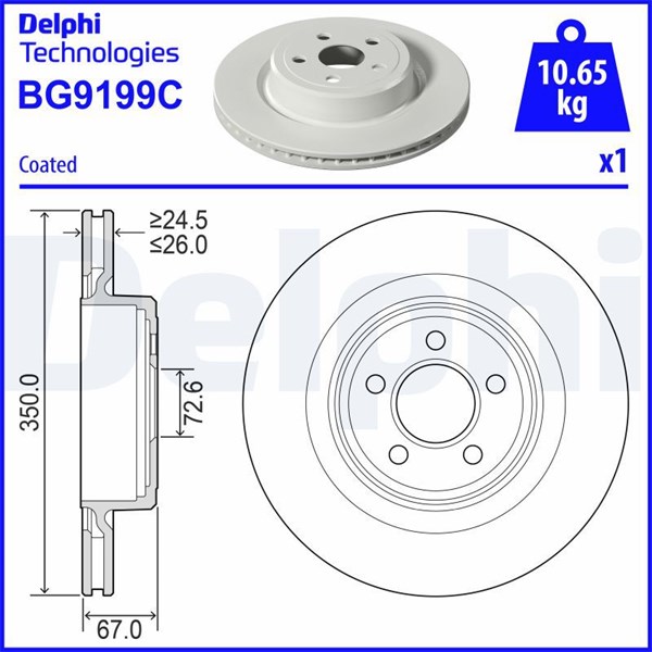 Bromsskiva Ventilerad, Bakaxel Delphi BG9199C DELPHI Bromsskiva Ventilerad, Bakaxel Delphi BG9199C DELPHI