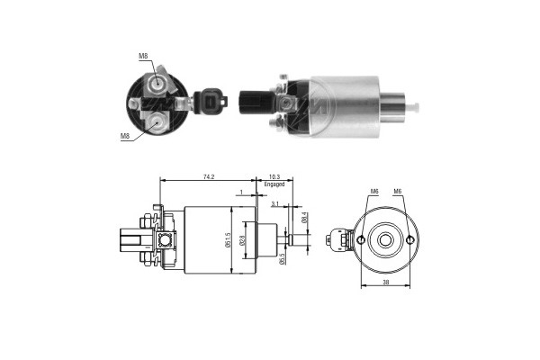 Magnetswitch, startmotor 12V