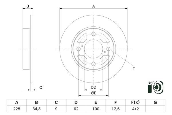 Bromsskiva Solid, Bakaxel Bosch 0 986 479 F38 BOSCH