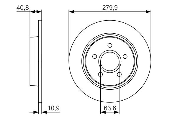 Bromsskiva Solid, Bakaxel Bosch 0 986 479 S49 BOSCH