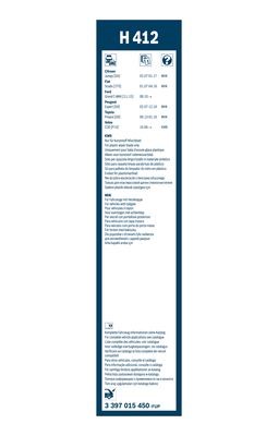 Torkarblad, Bak Bosch Bak 3 397 015 450 BOSCH