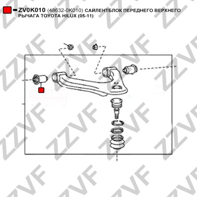 Bussning, länkarm, �Övre framaxel Zzvf ZV0K010 ZZVF