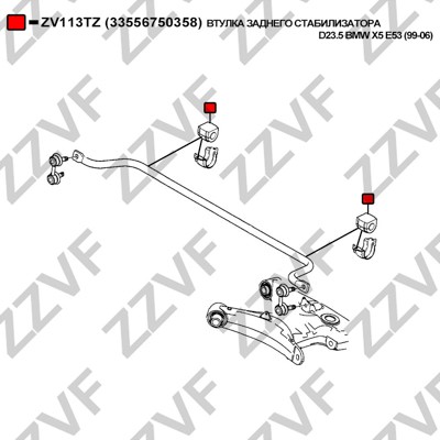 Bussning, krängningshämmare, Bakaxel, båda sidor Zzvf ZV113TZ ZZVF Bussning, krängningshämmare, Bakaxel, båda sidor Zzvf ZV113TZ ZZVF