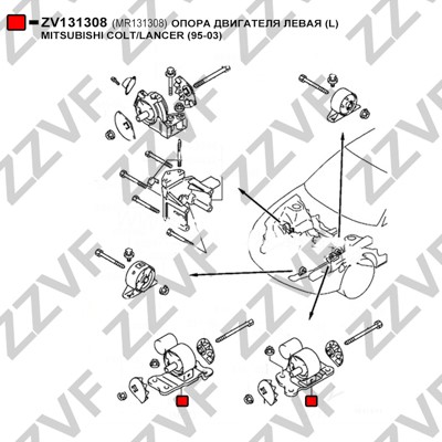 Hållare, motorupphängning Zzvf ZV131308 ZZVF