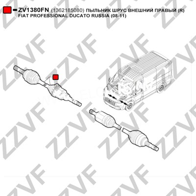 Dammskydd, drivaxel, På hjulsidan, framaxel höger Zzvf ZV1380FN ZZVF