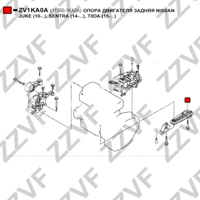 Hållare, motorupphängning Zzvf ZV1KA0A ZZVF