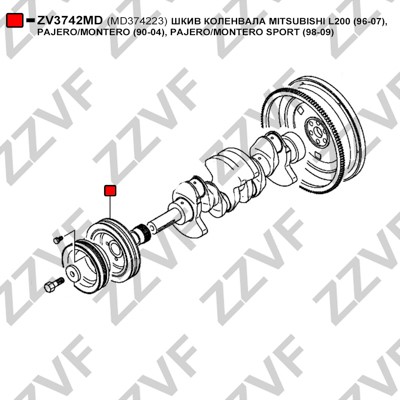 Remskiva, vevaxel, Bak Zzvf ZV3742MD ZZVF