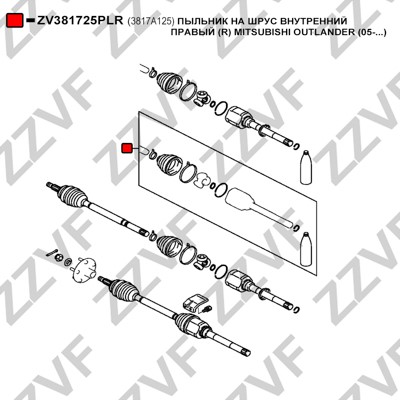 Dammskydd, drivaxel, Inre Zzvf ZV381725PLR ZZVF