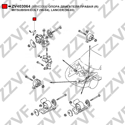 Hållare, motorupphängning Zzvf ZV403064 ZZVF Hållare, motorupphängning Zzvf ZV403064 ZZVF