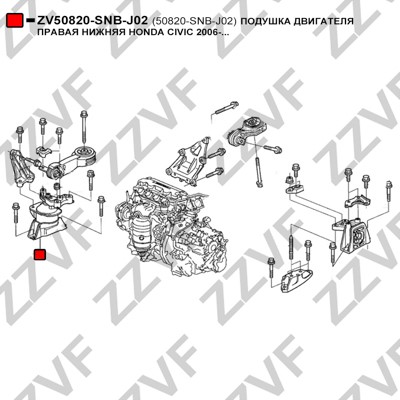 Motorkudde, Framaxel, Höger Zzvf ZV50820-SNB-J02 ZZVF