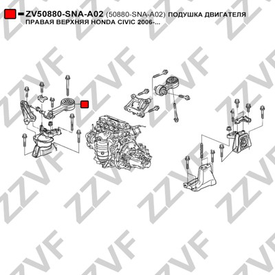 Motorkudde, Fram, Bak, Höger upptill, Höger, Upptill Zzvf ZV50880 ZZVF