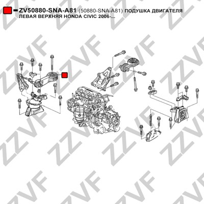 Motorkudde, Bak, Höger upptill, Höger, Upptill Zzvf ZV50880-SNA-A ZZVF
