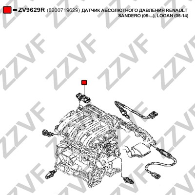 Sensor, insugstryck Zzvf ZV9629R ZZVF