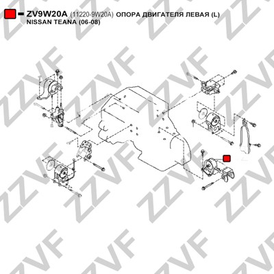 Hållare, motorupphängning Zzvf ZV9W20A ZZVF