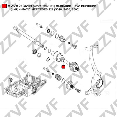 Dammskydd, drivaxel, Ytter Zzvf ZVA21361N ZZVF