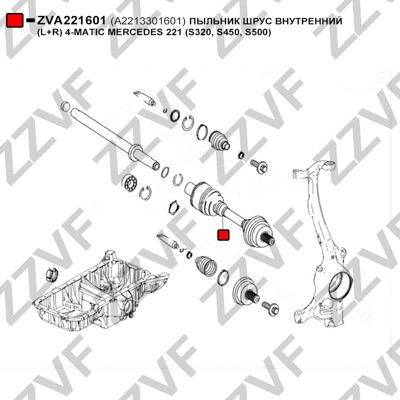 Dammskydd, drivaxel, Inre Zzvf ZVA221601 ZZVF