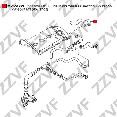 Slang, vevhusventilation, Cylindriskt huvud Zzvf ZVA22H ZZVF