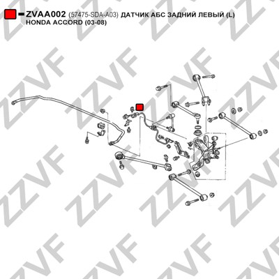 ABS-givare, Sensor, hjulvarvtal, Bakaxel vänster Zzvf ZVAA002 ZZVF
