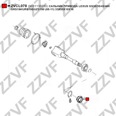Axelpackning, drivaxel Zzvf ZVCL078 ZZVF