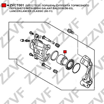 Kolv, bromsok, Framaxel Zzvf ZVCT001 ZZVF