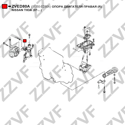 Hållare, motorupphängning Zzvf ZVED80A ZZVF