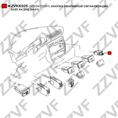Brytare, varningsblinkers Zzvf ZVKK025 ZZVF