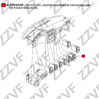 Brytare, varningsblinkers Zzvf ZVKK028 ZZVF