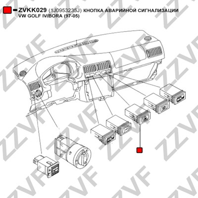 Brytare, varningsblinkers Zzvf ZVKK029 ZZVF